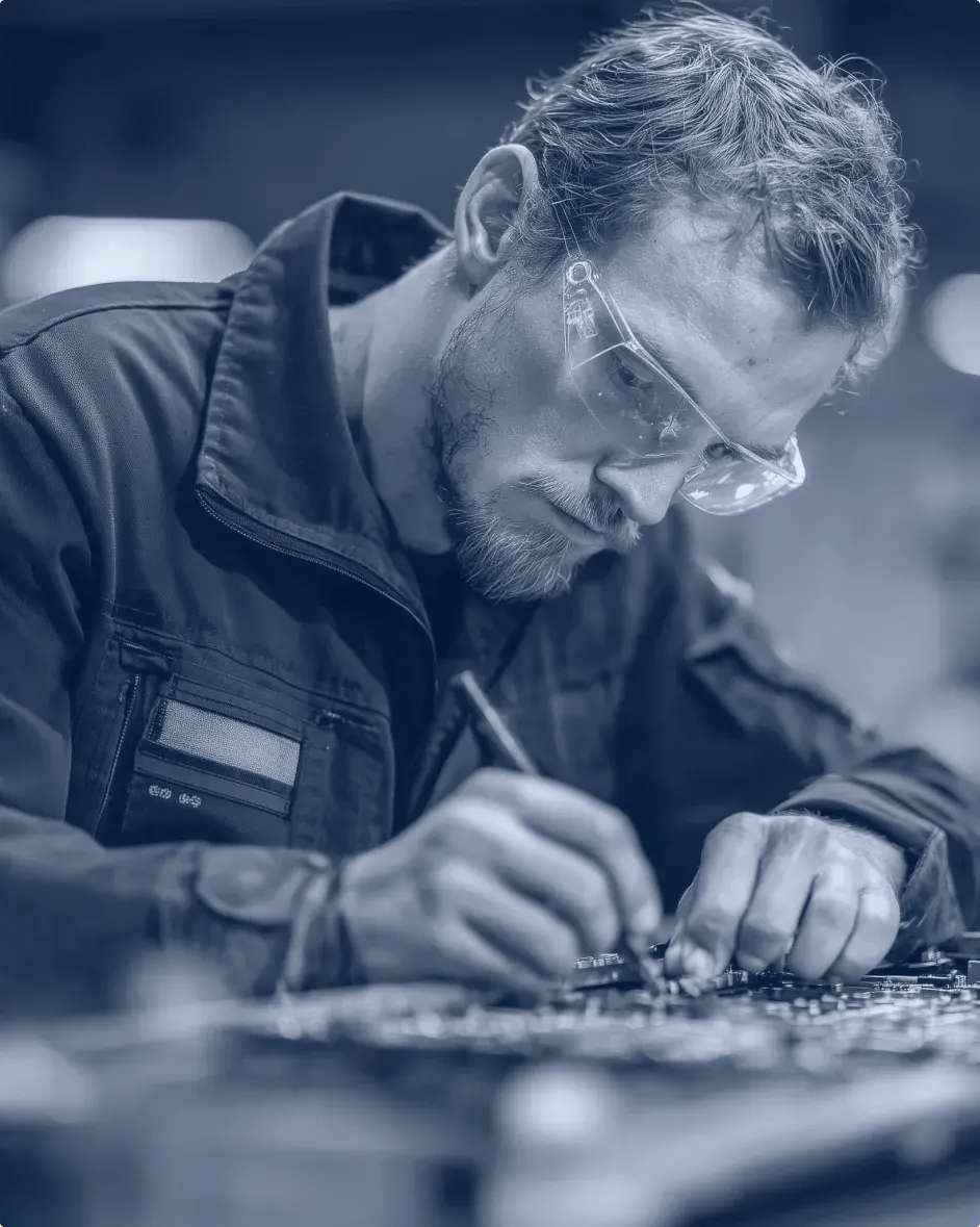 un technicien de maintenance effectue des réparations sur une machine