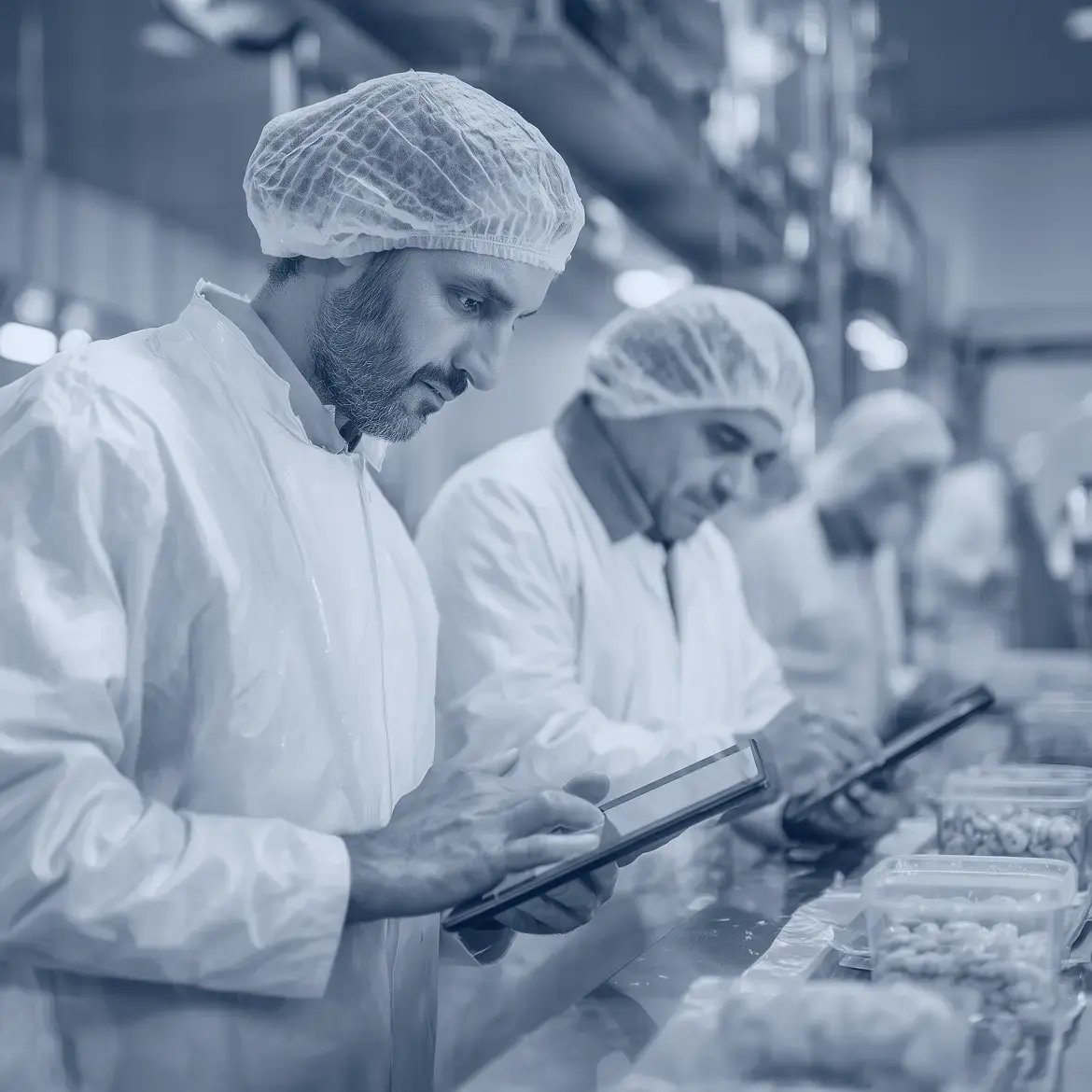 Un professionnel de l'agroalimentaire avec son collègue