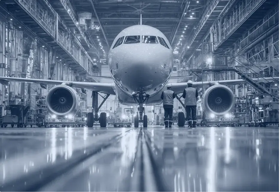 un avion dans un hangar