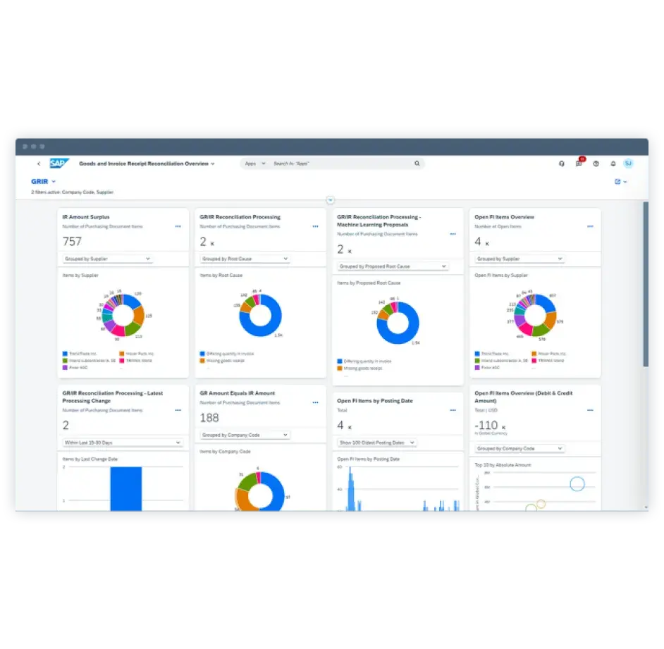 a screenshot from a SAP Finance interface