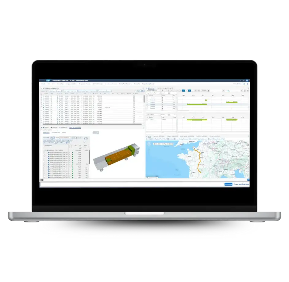 un screenshot du cockpit de transport dans SAP TM